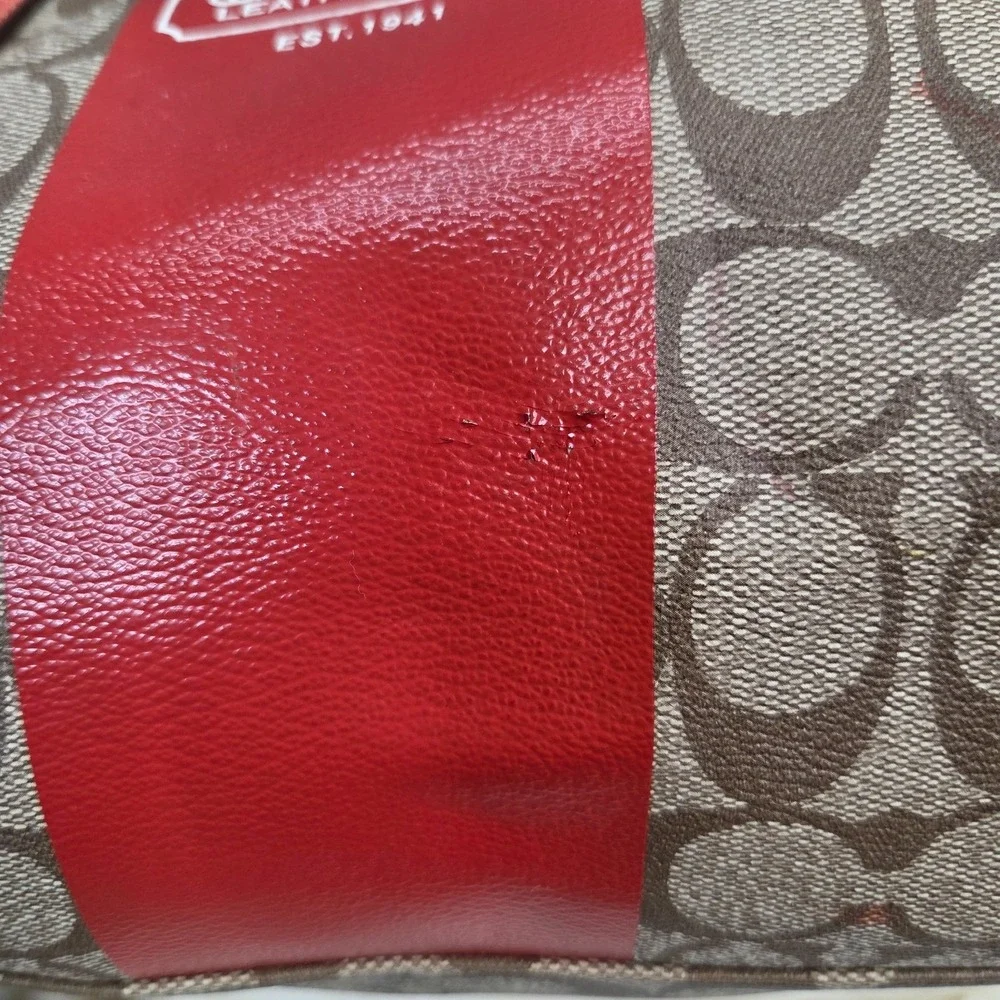Y2K Coach Heritage Signature Coral Stripe XL Double Zip Satchel RARE 2000s VTG